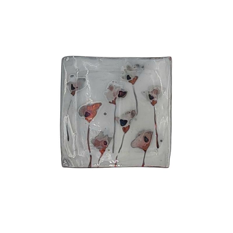 Iridescent abstract floral square trinket dish