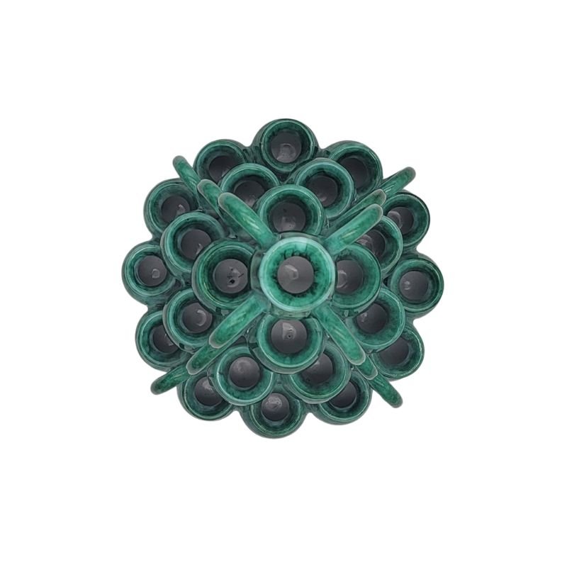 Ceramic green tulipiere with 25 openings.