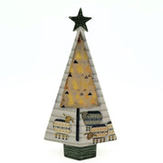 Ceramic tea tree light shaped like a Christmas tree with a star on top with  sheep painted on it